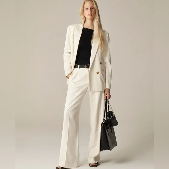 NWT J. Crew Cream Women's Essential Lower Rise Wide Leg Pants - Picture 1 of 8